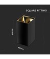 Spot saillie carré GU10 - Noir/Or, IP20, 7,4 x 7,4 x 14cm