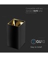 Spot saillie carré GU10 - Noir/Or, IP20, 7,4 x 7,4 x 14cm