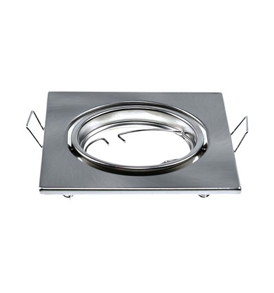 GU10 inbouwspot, vierkant - Satijn nikkel, IP20, 2-pack