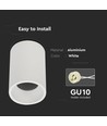 Hvit GU10 påbygningsspot - Ø70x107mm, aluminium, IP20 innendørs, uten lyskilde