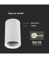 Spot en saillie GU10 - Rond, blanc, aluminium, IP20 intérieur, Ø6cm