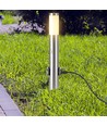 Borne de jardin E27 60cm avec capteur et 2 prises - IP44, inox