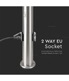 Borne de jardin E27 60cm avec capteur et 2 prises - IP44, inox