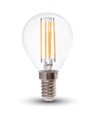 E14 6W LED kronepære - P45, filament, klart glass, 130lm/W, varm hvit, erstatter 60W