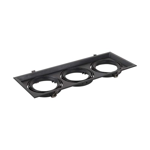 Tredobbelt AR111 indbygningsspot - Sort, aluminium, 47,5x17,4 cm, uden lyskilde