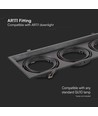 Spot encastrable triple AR111 - Noir, aluminium, 47,5x17,4 cm, sans source lumineuse
