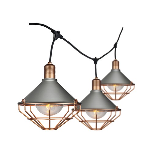 3m LED lyskæde med 6x E27 fatninger - Rose guld, IP65, kan sammenkobles, inde / ude