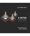 Guirlande lumineuse LED 3m avec 6x douilles E27 - Or rose, IP65, raccordable, intérieur / extérieur