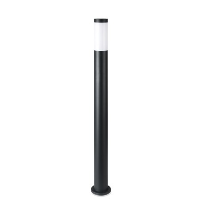 Borne de jardin 110cm en acier inoxydable noir - douille E27, IP44, éclairage à 360 degrés, sans source lumineuse