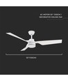 Ventilateur de plafond 65W - Blanc avec télécommande RF, 3 pales blanches, moteur AC (52 pouces)