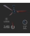 Plafondventilator 65W - brons met RF-bediening, 3 bruine bladen, AC motor (52 inch)
