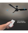 Ventilateur de plafond 65W - noir, contrôle RF, 3 pales noires, moteur AC, 52 pouces