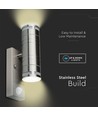 GU10 Wandlamp up/down met sensor - IP44 buiten, roestvrij staal, zonder lichtbron