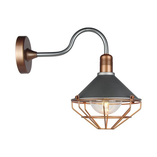 E27 vintage lantaarn wandlamp - IP65, rose gold, ABS+metaal, glas, zonder lichtbron