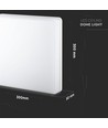 25W LED loftslampe, Samsung LED chip - 300x300mm, IP44, IK08, hvid kant, 3000K