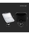 3,2W LED spegel med 10x förstoring - Batteridriven, 360° rotation, IP44, svart, sugkopp, kallvit