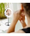 Miroir cosmétique LED 3W avec lumière - 7 pouces, grossissement 1X et 3X, rotation 360°, à piles, finition chrome