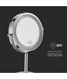 3W LED kosmetikkspeil med lys - 7 tommer, 1X og 3X forstørrelse, 360° rotasjon, batteridrevet, krom finish