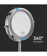 3W LED kosmetikspegel med ljus - 7 tum, 1X och 3X förstoring, 360° rotation, batteridriven, kromfinish