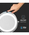 Miroir cosmétique LED 3W avec lumière - 7 pouces, grossissement 1X et 3X, rotation 360°, à piles, finition chrome
