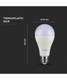 E27 17W dimbare LED lamp - A65, Samsung LED chip, 1521lm, 6400K, wit kunststof
