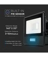 10W Strålkastare - PIR Sensor, Samsung Chip, 4000K, Svart Hus