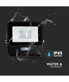10W Projektør - PIR Sensor, Samsung Chip, 4000K, Sort Hus