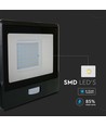 30W LED lyskaster med sensor - Samsung LED chip, IP65, sort, slim, utendørs