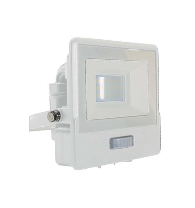 10W Projektør - PIR Sensor, Samsung Chip, 6500K, Hvid Hus