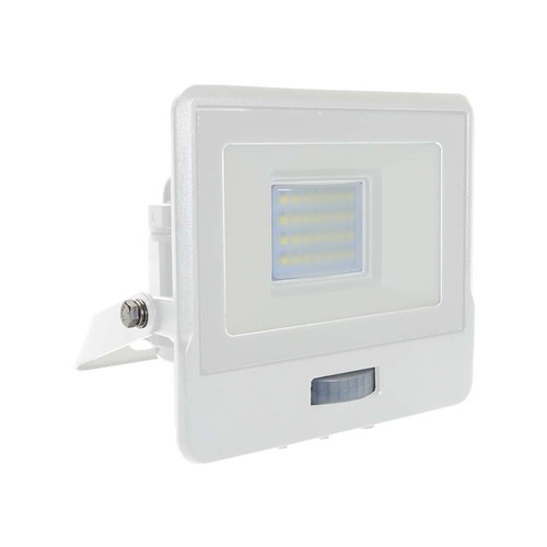 20W LED lyskaster med sensor, Samsung LED chip - IP65, hvit, kald hvit, utendørs, bevegelsessensor