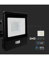 20W Lyskaster - PIR Sensor, Samsung Chip, 1m Kabel, 4000K, Sort Hus