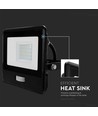20W Projektør - PIR Sensor, Samsung Chip, 1m Kabel, 4000K, Sort Hus