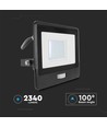 30W LED breedstraler met PIR sensor - Samsung LED chip, IP65, zwart, 1m kabel, buiten