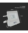 10W LED projektør med sensor - Hvid, Samsung LED chip