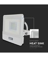 Projecteur LED 20W avec détecteur, puce Samsung LED - 4000K, blanc, IP65, détecteur PIR, extérieur