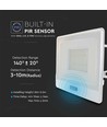 50W strålkastare - PIR-sensor, Samsung-chip, 1m kabel, 4000K, vitt hölje, arbetslampa