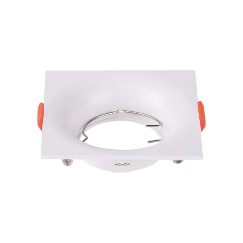 GU10 inbouwspot - Wit, vierkant, PC kunststof, gat: Ø80 mm, afm: 88x88 mm, zonder lichtbron