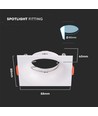 Spot encastrable GU10 - Blanc, carré, plastique PC, perçage : Ø80 mm, dim : 88x88 mm, sans source lumineuse