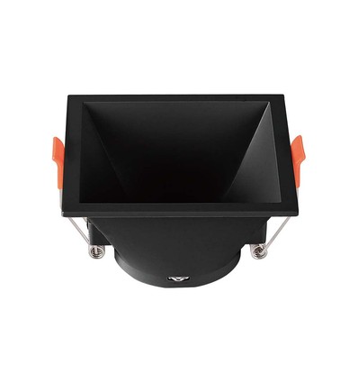 Spot encastrable GU10 - Noir, carré, plastique PC, IP20, Perçage : 83x83 mm, Dim : 93x93 mm