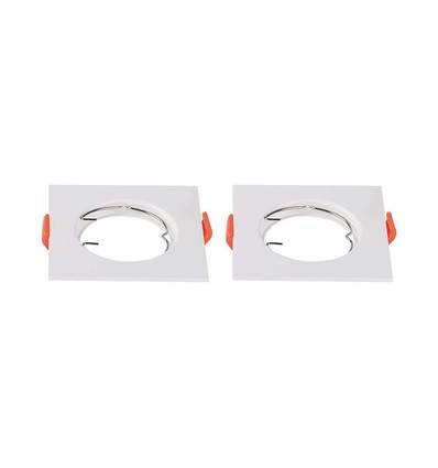 Spot encastrable GU10, carré - Blanc, plastique PC, IP20, sans source lumineuse