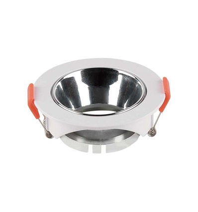 GU10 inbouwspot - Wit met chroom, rond, Ø8,5 cm, gat: Ø7,2 cm, zonder lichtbron