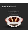 GU10 inbouwspot - Rond, wit met rose gold reflector, IP20, gat: Ø7,2 cm, afmeting: Ø8,5 cm