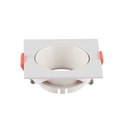 GU10 innfellingsspot, kvadratisk - Hvit ramme, hvit reflektor, hull: Ø7,2 cm, uten lyskilde