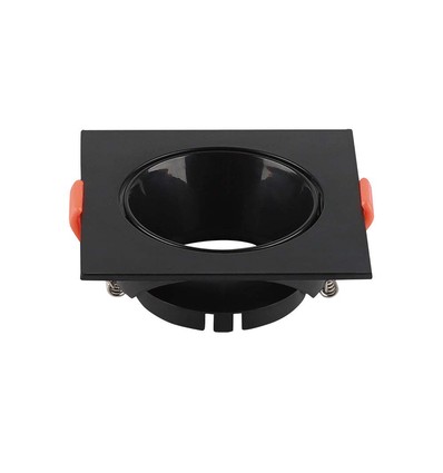 GU10 inbouwspot - Vierkant, zwart frame en reflector, IP20, Gat: Ø7,2 cm, 8,5x8,5 cm, zonder lichtbron