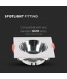 GU10 inbouwspot - Vierkant, wit met chroom reflector, gat: Ø7,2 cm, 8,5 x 8,5 cm