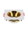 GU10 inbouwspot - Vierkant, wit met goud reflector, gat: Ø7,2 cm, zonder lichtbron