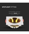Spot encastrable GU10 - Carré, blanc avec réflecteur or, trou: Ø7,2 cm, sans source lumineuse