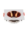 GU10 innfellingsspot - Firkantet, hvit med rose gold reflektor, PC plast, hull: Ø7,2 cm, 8,5 x 8,5 cm, IP20 innendørs