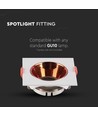 Spot encastrable GU10 - Carré, blanc avec réflecteur rose gold, PC plastique, trou: Ø7,2 cm, 8,5 x 8,5 cm, IP20 intérieur