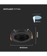 Spot encastrable GU10 - Rond, noir, PC plastique, IP20, perçage : Ø8,5 cm, dimensions : Ø10,2 cm